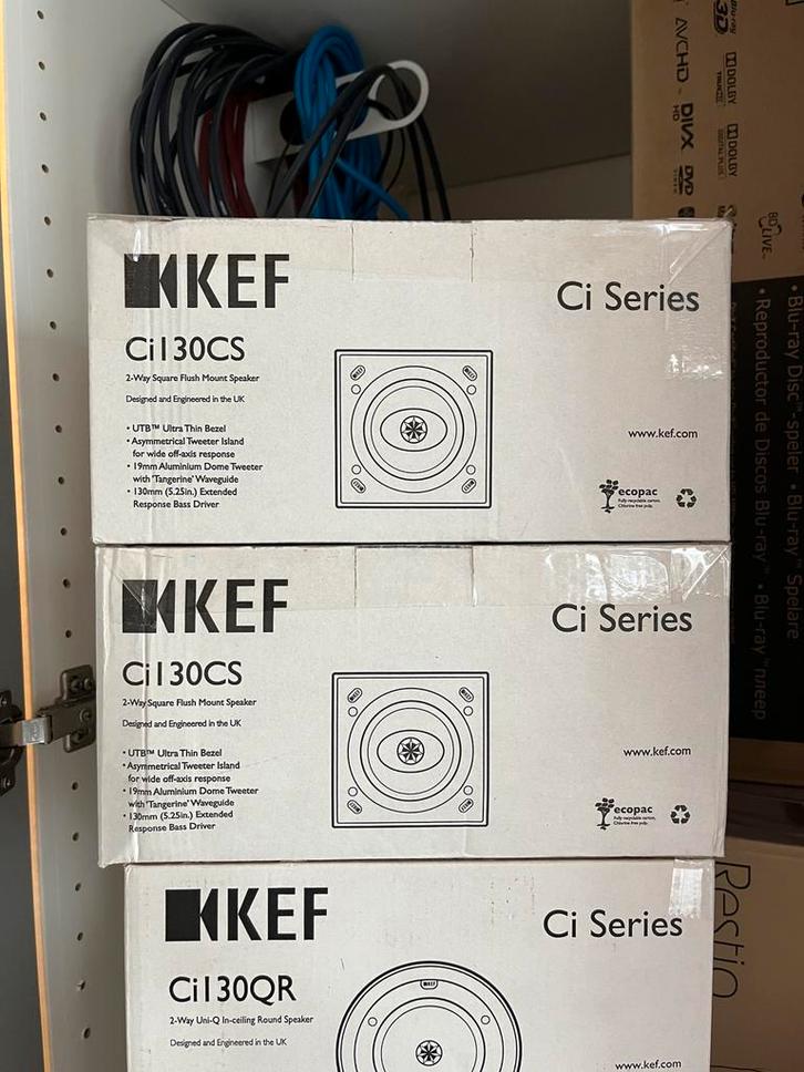 KEF inbouwluidsprekers: Rond en vierkant, Audio, Tv en Foto, Luidsprekerboxen, Ophalen of Verzenden