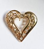 Vintage hart Broche met Kristal steentjes, Handtassen en Accessoires, Broches, Ophalen of Verzenden, Zo goed als nieuw, Met kristal