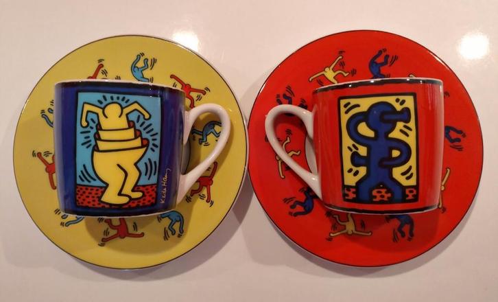 Set Keith Haring espresso kopjes Könitz, Verzamelen, Porselein, Kristal en Bestek, Nieuw, Kop en/of schotel, Porselein, Ophalen of Verzenden