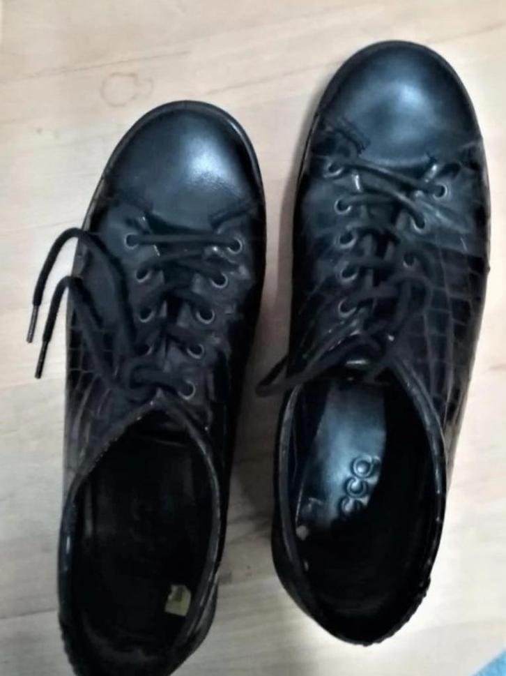 ECCO zwart veterschoenen wandelschoenen + borstel , 40, Kleding | Dames, Schoenen, Zo goed als nieuw, Wandelschoenen, Zwart, Ophalen of Verzenden