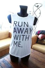 wit/zwart top T-shirt ‘Run Away with me’, Broadway New York City =, Taille 38/40 (M), Sans manches, Enlèvement ou Envoi