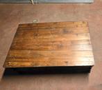 Teak salontafel op wieltjes, Huis en Inrichting, Tafels | Salontafels, Ophalen, Gebruikt