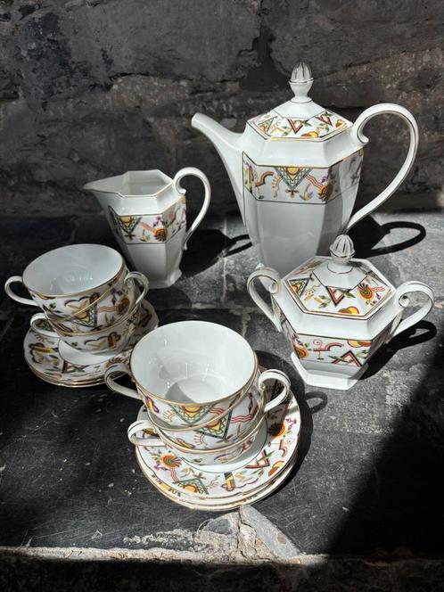 Art deco koffie- of theeservies in porselein (Epiag), Antiek en Kunst, Antiek | Servies compleet, Ophalen of Verzenden