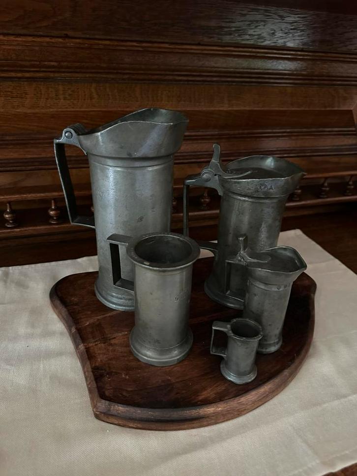 Set antieke tinnen maatkannen – Frankrijk (19e eeuw), Antiek en Kunst, Antiek | Tin, Ophalen