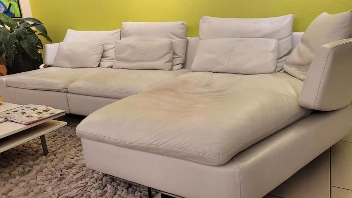 Natuzzi - 3 places en cuir avec chaise longue, Maison & Meubles, Canapés | Coins salons complets, Utilisé, Cuir, Enlèvement