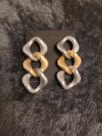 Nieuwe zilver/gouden oorbellen met drievoudige schakel, Nieuw, Ophalen of Verzenden, Zilver, Zilver