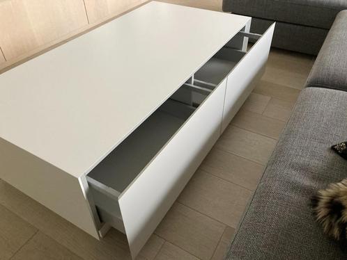 Maatgemaakte (salon)tafel - volledig in MDF - mat wit, Huis en Inrichting, Tafels | Sidetables, Zo goed als nieuw, 50 tot 75 cm
