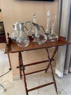 Serveertafeltje antiek samen met 6 karaffen, Antiek en Kunst, Antiek | Glaswerk en Kristal, Ophalen