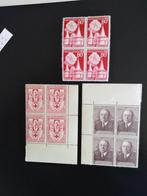 Timbres Belgique 1955/56   N  961 + 986 +990 ** Blocs de 4, Met stempel, Niet gestempeld, Ophalen of Verzenden, Postfris