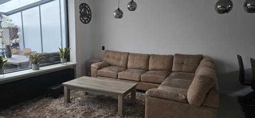 MOOIE NETTE SUÈDE 6 PERSOONS HOEKBANK AFM 295 CM X 235 X 70, Huis en Inrichting, Zetels | Complete zithoeken, Zo goed als nieuw
