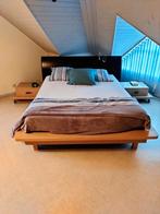 Moderne, set slaapkamer houtkleur incl boxspring en matras, Ophalen, Zo goed als nieuw, Tweepersoons