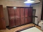 Slaapkamer gastenkamer te koop bed kast kleerkast spiegel, Ophalen, Gebruikt, Tweepersoons, Donker mooi hout - kan eventueel geverfd worden ?