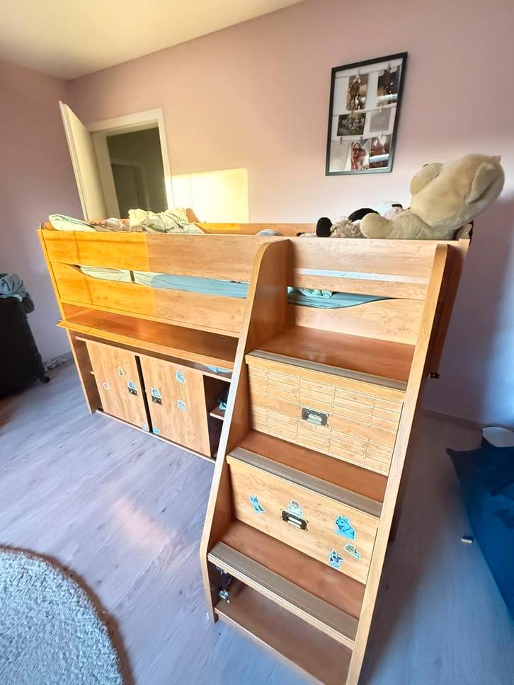 Tienerbed massief hout, Maison & Meubles, Chambre à coucher | Chambres à coucher complètes, Comme neuf, Une personne, Enlèvement