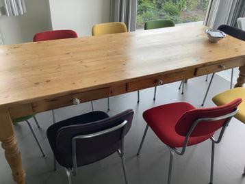 Eettafel grenen 230*90 cm, Huis en Inrichting, Tafels | Eettafels, Ophalen, Gebruikt, Boerentafel met 3 lades, 200 cm of meer