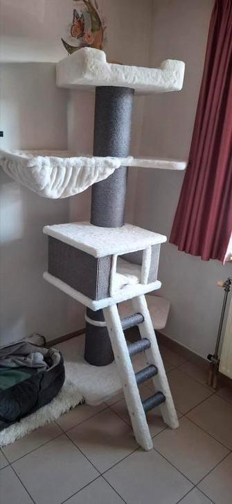 Krabpaal Ragdoll 180, off-white en grijs, Petrebels, Nieuw, Dieren en Toebehoren, Krabmeubelen, Nieuw, Krabpaal, Ophalen