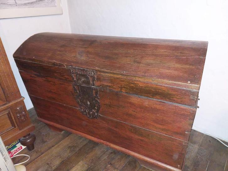 oude eiken bruidskoffer, jaar 1798, Antiek en Kunst, Curiosa en Brocante, Ophalen