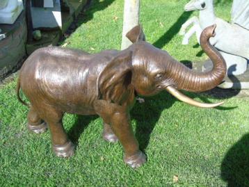 bronzen staande olifant, groot model, hoogte 90 cm!!