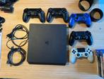 PlayStation 4 slim + 5 controllers + 6 games, Gebruikt, 500 GB, Met 3 controllers of meer, Ophalen