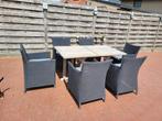 Teak tafel met 6 stoelen en kussen, Ophalen, Zo goed als nieuw