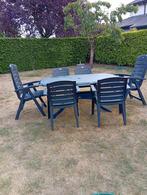 Hartman tafel 6 stoelen  twee beweegbare rugleuning, Tuin en Terras, Tuinsets en Loungesets, Ophalen, Zo goed als nieuw