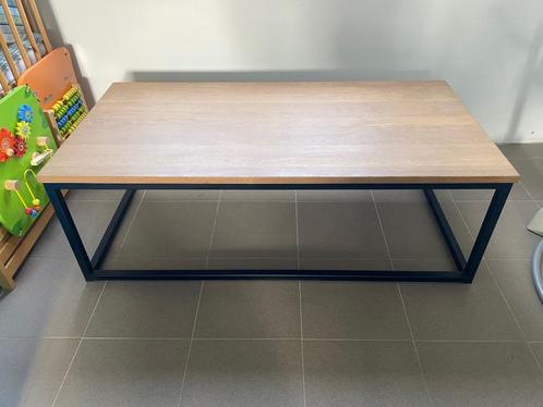 Eiken salontafel met zwart onderstel, Maison & Meubles, Tables | Tables de salon, Comme neuf, Moins de 50 cm, 50 à 100 cm, 100 à 150 cm