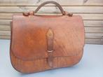 Vintage lederen tas met dubbele flap, Antiek en Kunst, Ophalen