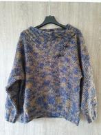 Handgebreide pull in Kakhi/blauw S/M, Kleding | Dames, Handgebreid, Blauw, Maat 38/40 (M), Ophalen of Verzenden