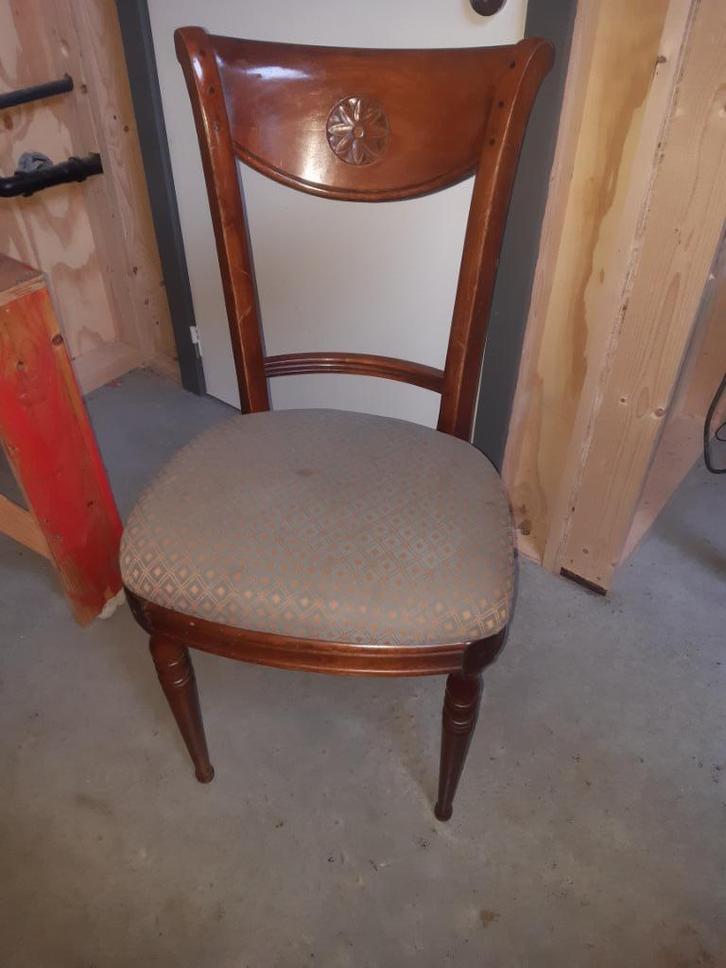 7 kerselaren stoelen, Huis en Inrichting, Stoelen, Gebruikt, Vijf, Zes of meer stoelen, Hout, Stof, Ophalen