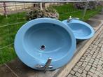 2 VINTAGE BLAUWE WASBAKKEN LAVABO'S, Doe-het-zelf en Bouw, Sanitair, Ophalen, Gebruikt, Steen, Wastafel
