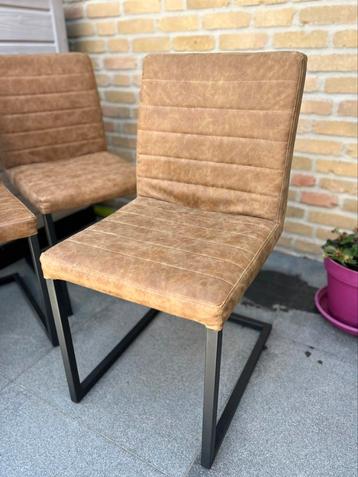 4 cognac eetkamer stoelen, Enlèvement, Utilisé, Quatre
