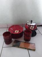Set à fondue avec assiettes et bols (6 pers) - vintage, Antiquités & Art, Enlèvement