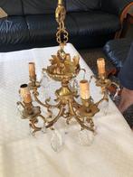 lustre en cuivre antique avec décorations en cristal, Antiquités & Art, Antiquités | Éclairage, Enlèvement ou Envoi