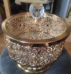 Grote Bonbonnière GOLD-doos en glas, Antiek en Kunst, Ophalen