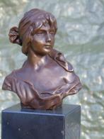 buste de femme en bronze sur marbre signé ..., Antiquités & Art, Bronze, Enlèvement ou Envoi