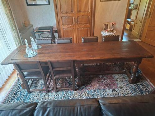 Antieke kloostertafel.6 poten. 290cm lang. zeer mooi blad., Antiek en Kunst, Antiek | Meubels | Tafels, Ophalen