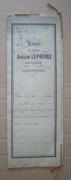 Acte notarié de prêt Me Lepoivre 1891 Lessines, Enlèvement ou Envoi