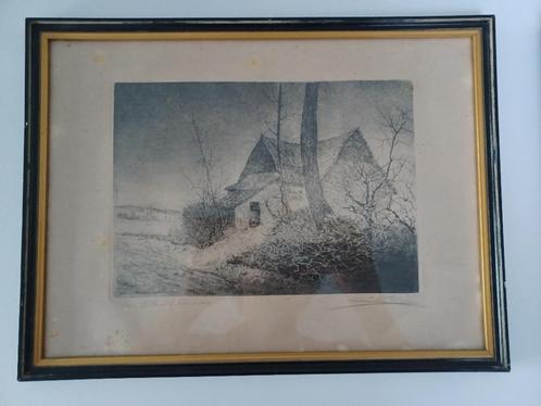 Ets 'Villa van de kluizenaar' van Emiel De Cooman, Antiek en Kunst, Kunst | Etsen en Gravures, Ophalen of Verzenden