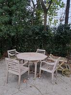 Teak tuinset met uitklapbare tafel, Tuin en Terras, Tuinsets en Loungesets, Ophalen, 4 zitplaatsen, Gebruikt, Eettafel