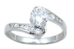 Dames ring gerhodineerd zilver 925 zirconium, Handtassen en Accessoires, Ringen, Nieuw, Ophalen of Verzenden, Met edelsteen, Dame