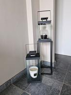 Blomus lantaarn zwart metaal en glas 2 STUKS, 25 tot 50 cm, Zwart, Ophalen of Verzenden, Zo goed als nieuw