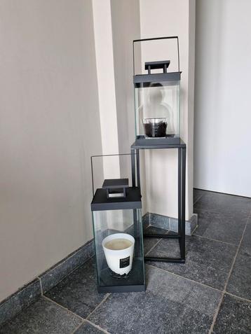 Blomus lantaarn zwart metaal en glas 2 STUKS beschikbaar voor biedingen