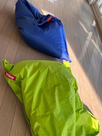2 originele Fatboy zitzakken limoen en blauw beschikbaar voor biedingen
