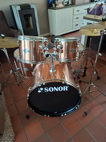 Sonor smart force red copper brushed compleet drumstel zgst 