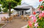 Compleet terras 24 stoelen incl kussens en 6 tafels rond 80, Ophalen, Gebruikt
