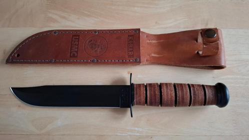 Couteau KA-BAR USMC 1217 avec étui en cuir, Caravanes & Camping, Outils de camping, Neuf, Enlèvement