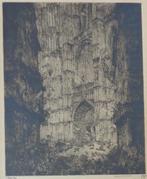 JULES DE BRUYCKER / CATHEDRALE D'ANVERS / ZW-W ETS / 92x69cm, Antiek en Kunst, Kunst | Litho's en Zeefdrukken, Ophalen
