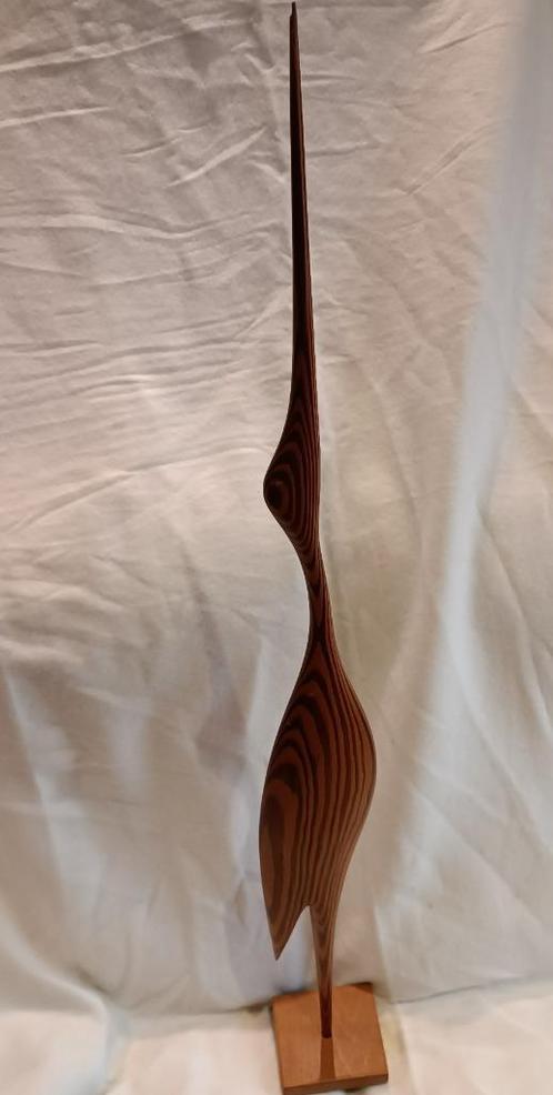 Vintage Sixties minimalistische houten reiger 83cm!, Antiek en Kunst, Curiosa en Brocante, Ophalen of Verzenden