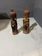 Afrikaanse kunst, 2 beeldjes in hout, Antiek en Kunst, Ophalen of Verzenden