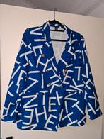 Jasje blauw wit letterprint XL/44, Kleding | Dames, Jasjes, Kostuums en Pakken, Blauw, Maat 46/48 (XL) of groter, Ophalen of Verzenden