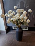 Balim vaas mat zwart 25 cm en zijden kiku bloemen 52 cm, Maison & Meubles, Accessoires pour la Maison | Vases, Noir, Enlèvement